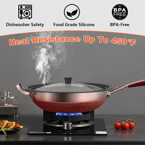 Zhulerzil lid handles heat up to 450°F for versatile, safe cooking.