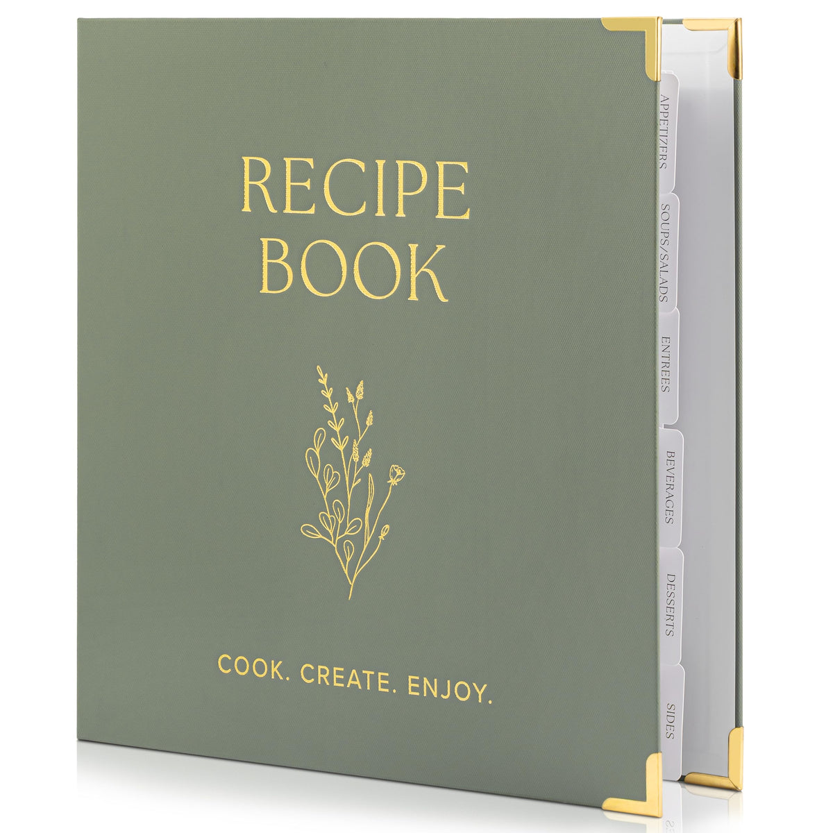 ZICOTO aesthetic recipe binder cover shows a premium hard cover with gold foil.