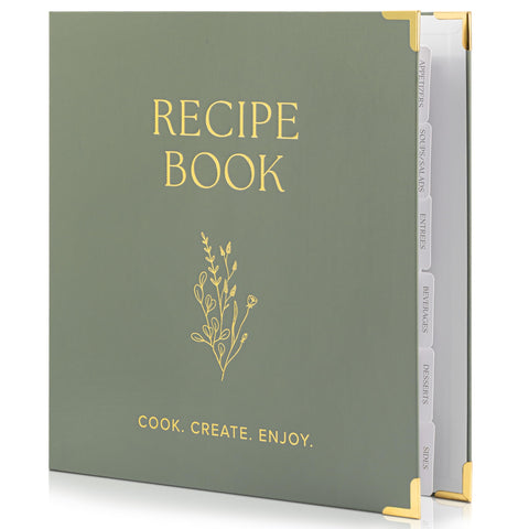 ZICOTO aesthetic recipe binder cover shows a premium hard cover with gold foil.