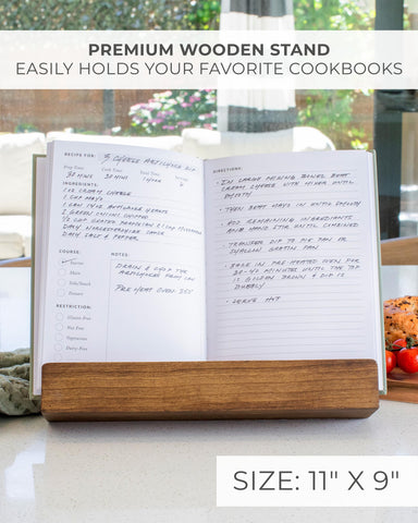 ZICOTO adjustable-angle cookbook stand supports comfortable reading while cooking.