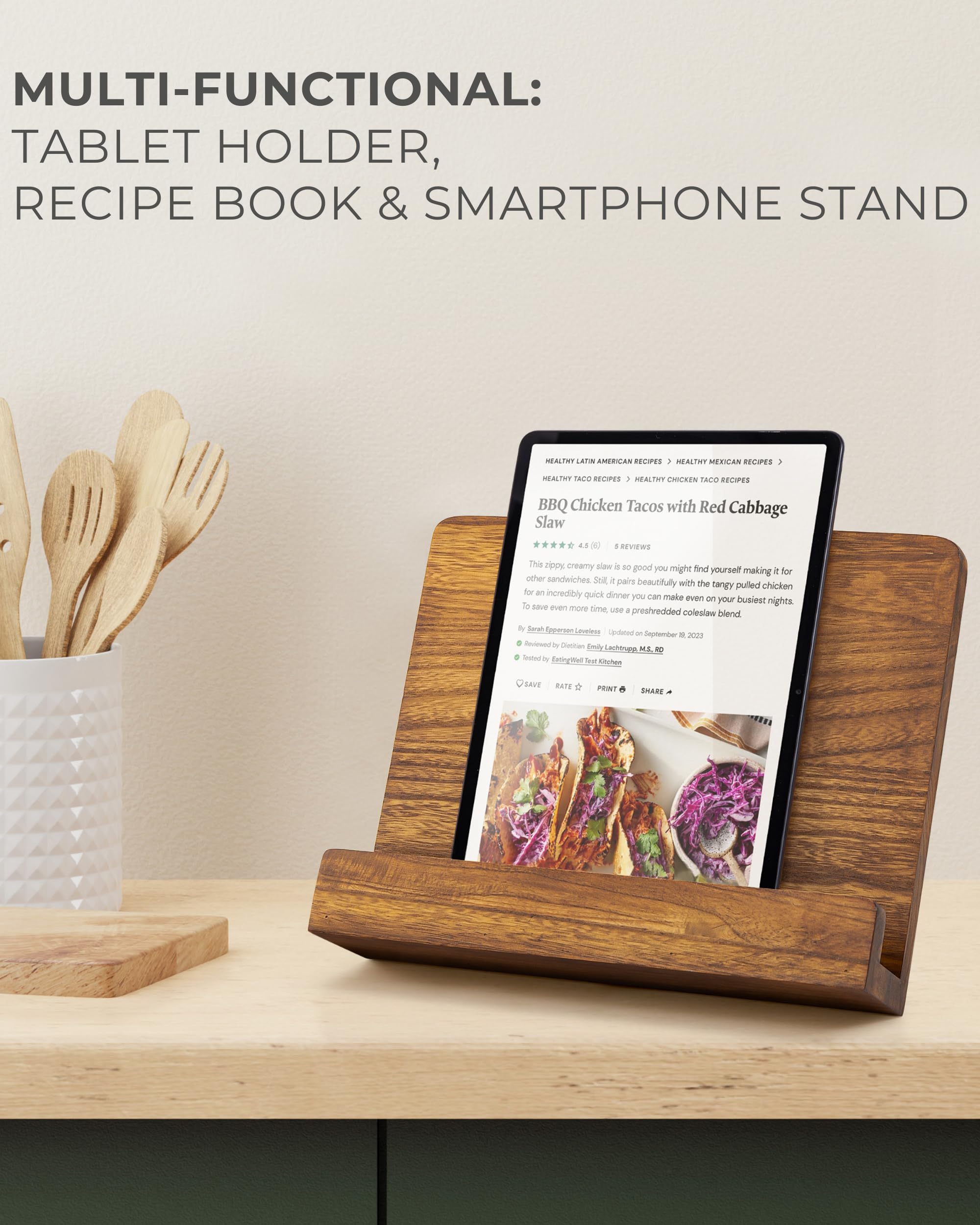 ZICOTO modern-design cookbook stand enhances kitchen decor with contemporary flair.
