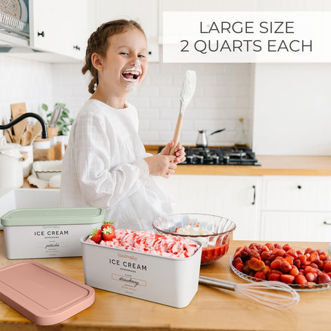 ZICOTO ice cream tub set with labeling stickers speeds flavor selection.