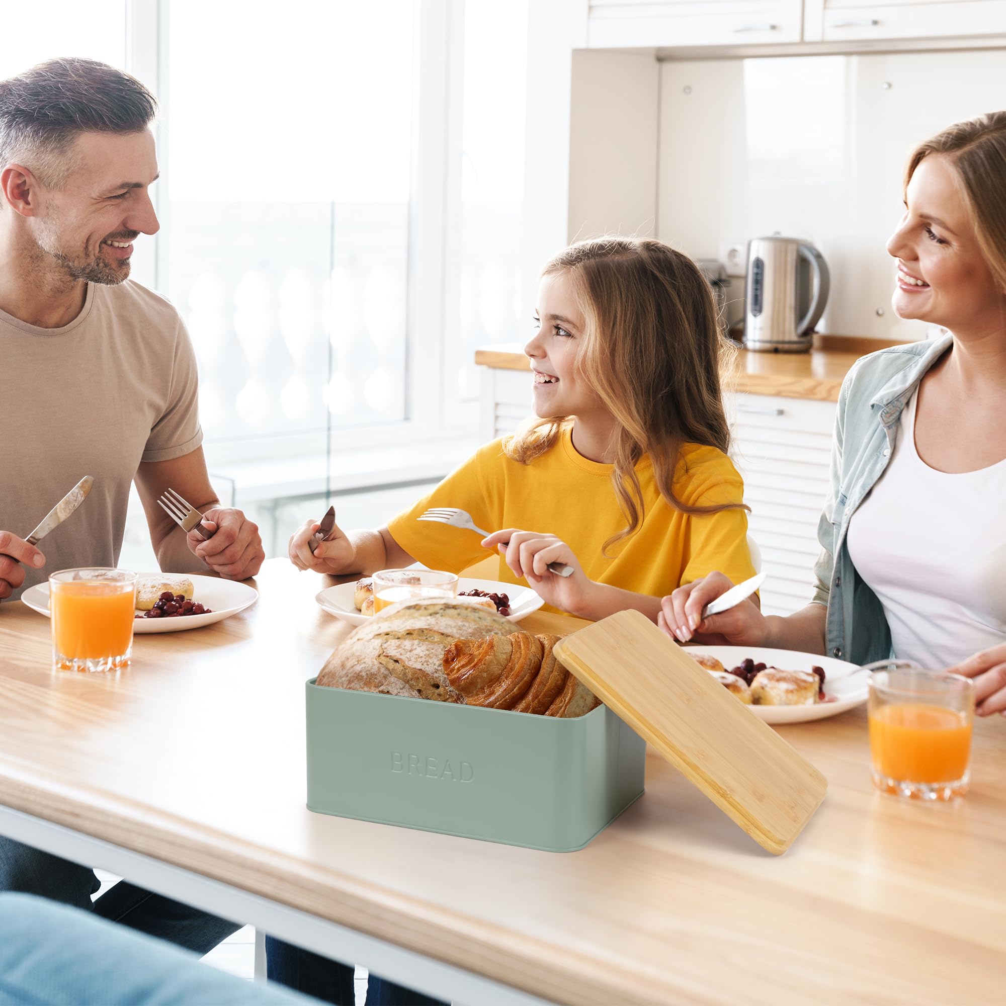 ZICOTO serving-friendly bread box doubles as decorative kitchen storage.