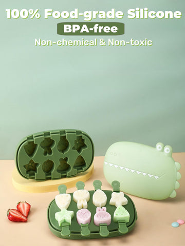Zigihos dinosaur shaped popsicle molds with easy release for mess-free snacks.