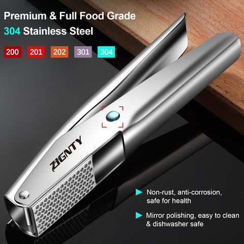 ZIGNTY garlic press ergonomic handle eases pressing during long cooking sessions