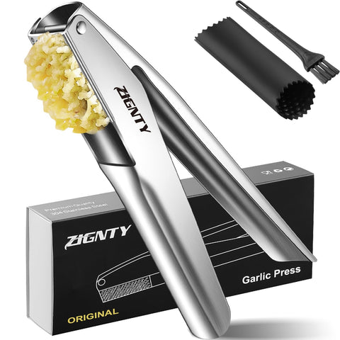 ZIGNTY garlic press with a large trough for efficient minced garlic paste