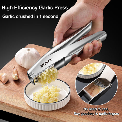 ZIGNTY no-peel design lets you press garlic without peeling