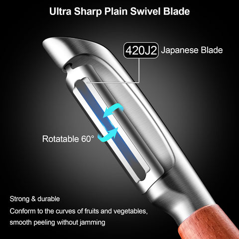 ZIGNTY peeler ergonomic wooden handle provides comfortable grip