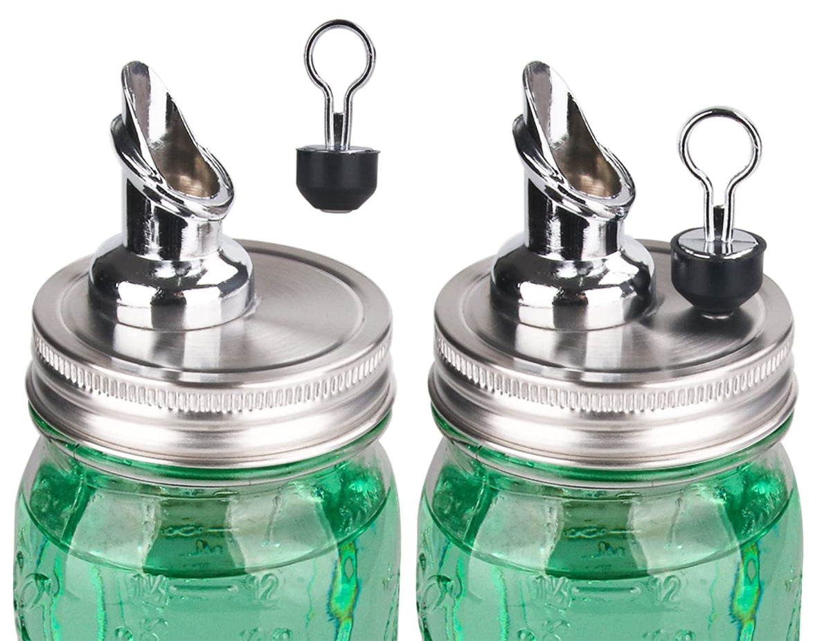 ZiHenryDa free-flow spout attached to a 70mm regular-mouth mason jar for smooth pours