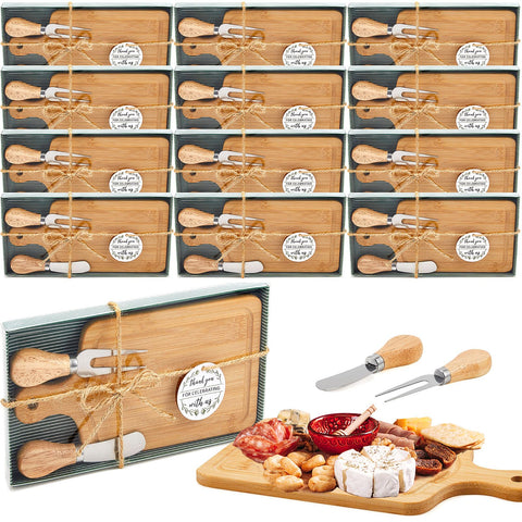 Ziliny 12-set bridal shower prize kit with bamboo cheese boards for stylish party gifts.