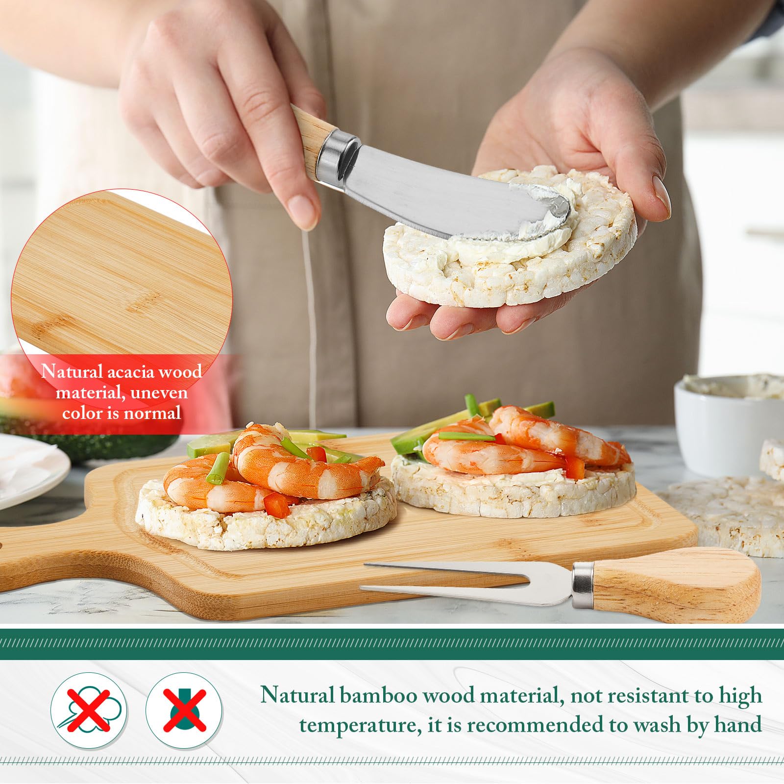 Ziliny bamboo charcuterie fork paired with knife for serving