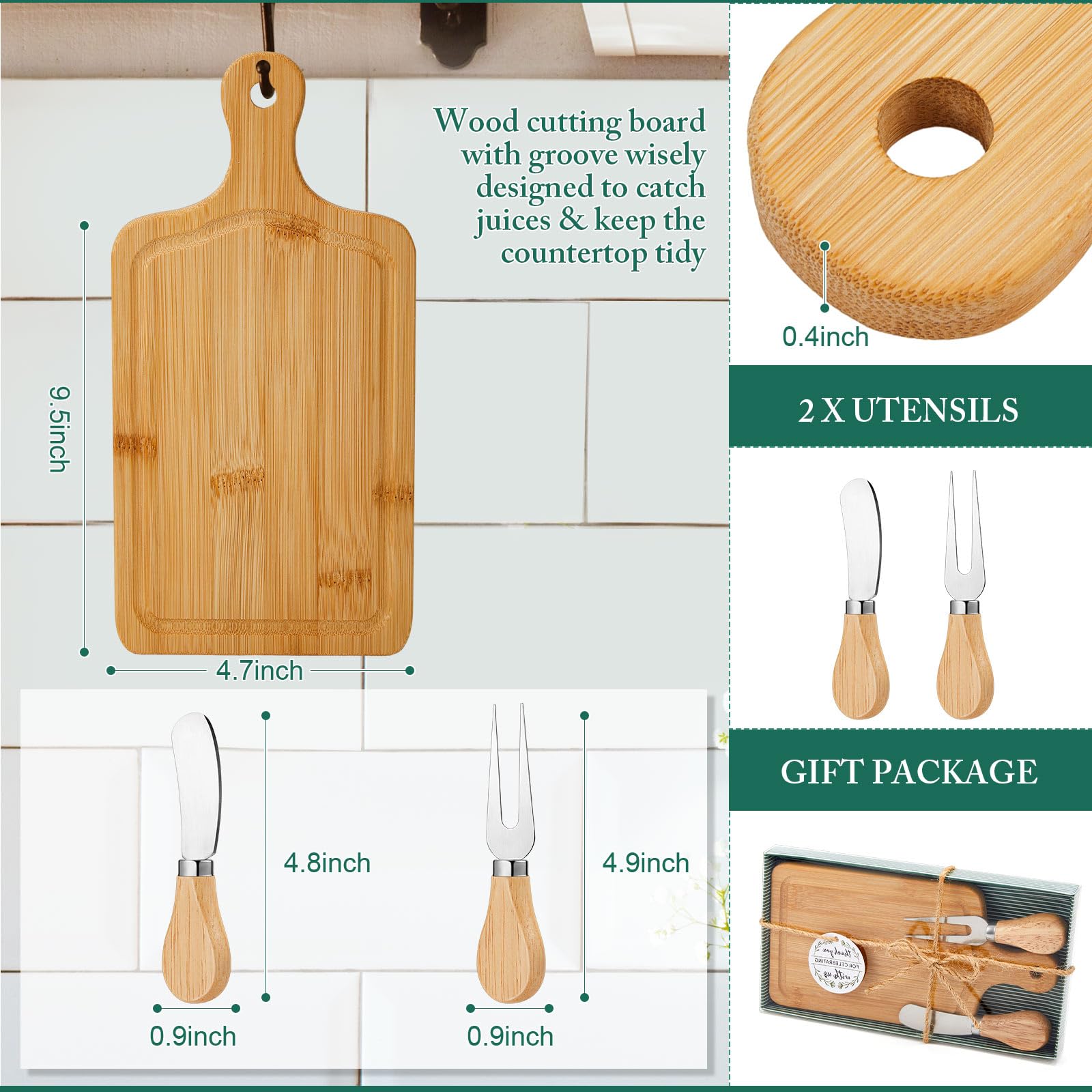 Ziliny bamboo mini charcuterie knife beside fork for party use