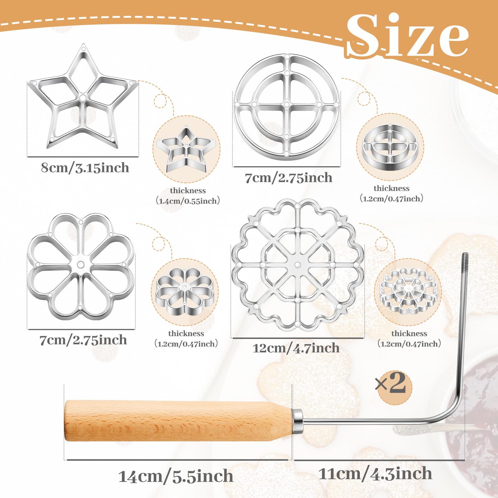 Ziliny bunuelos molds offering flower, star, and circle designs
