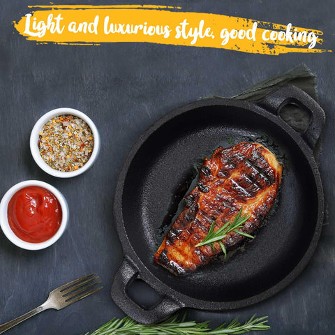 Ziliny cast iron skillet after use showing easy cleanup and seasoning.