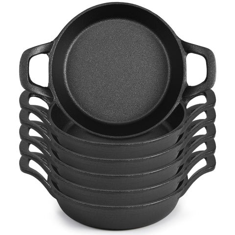 Ziliny mini cast iron skillet six-pack ready for versatile stovetop and oven use
