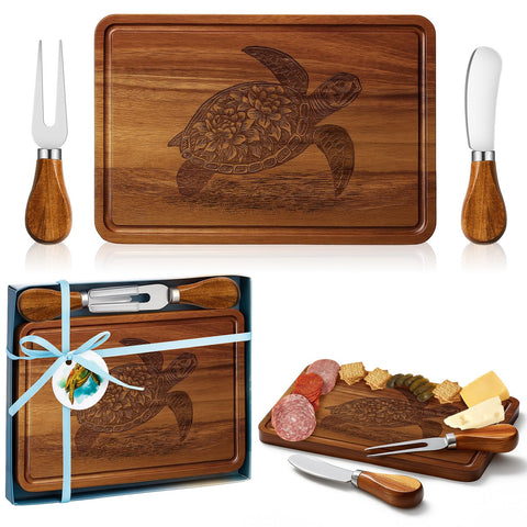 Ziliny sea turtle cheese board with knife, ideal for entertaining at holiday parties.