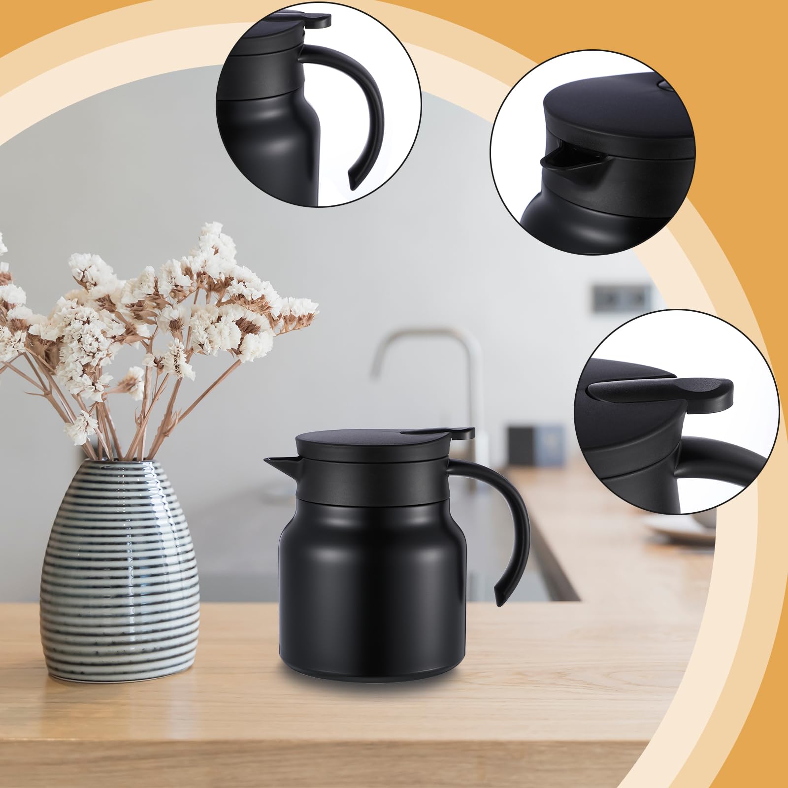 Ziliny carafe lid design keeps beverages secure for travel and service.