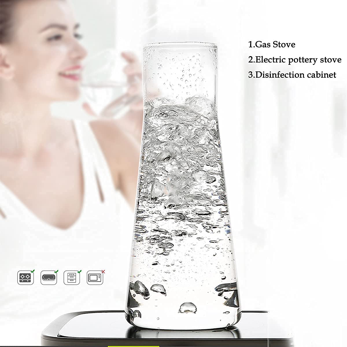 ZILJJ temperature-resistant borosilicate glass withstands hot and cold beverages at bedside.