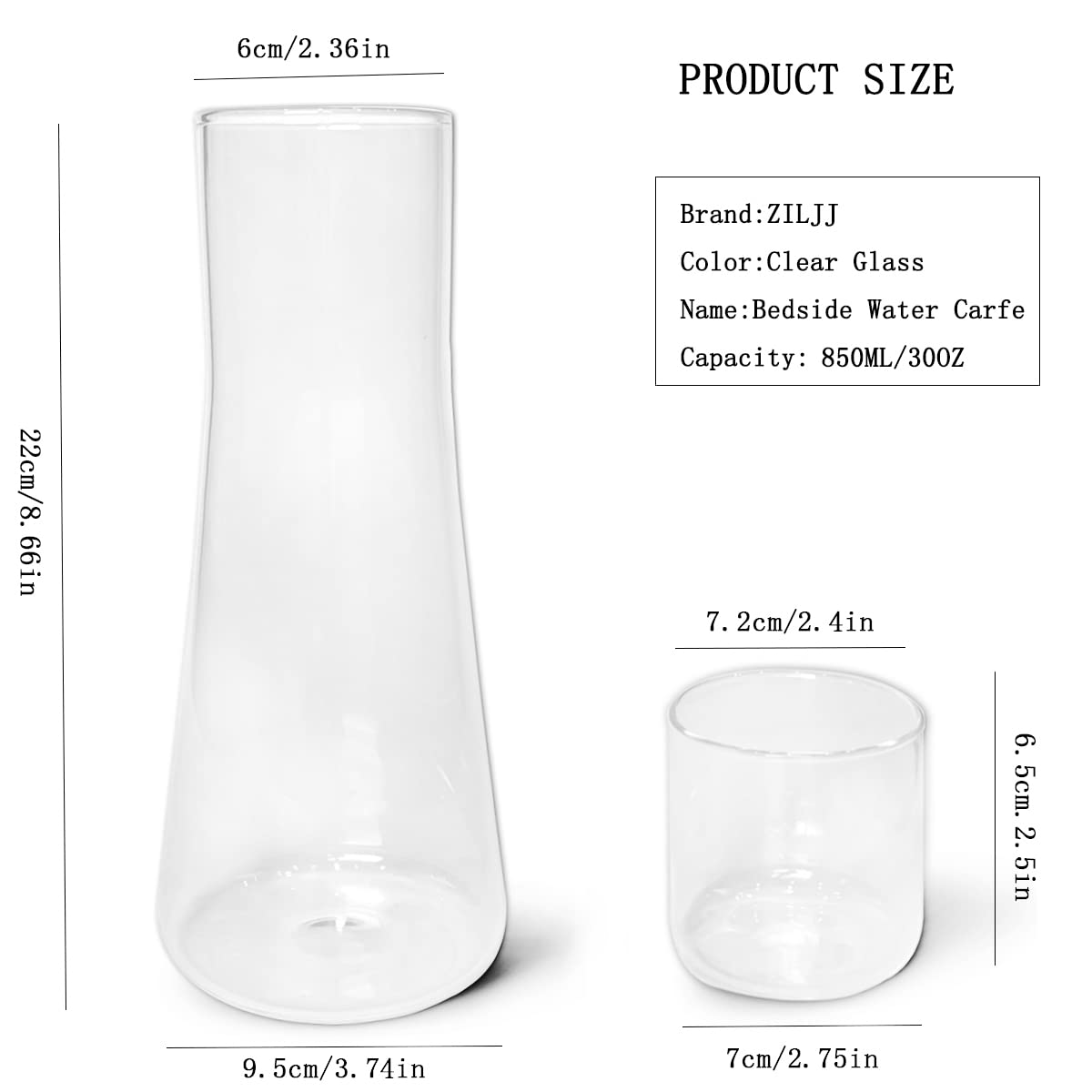 ZILJJ mouthwash carafe with cup for convenient bathroom refreshment.