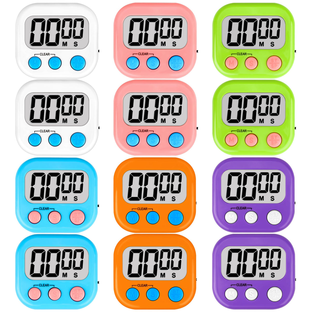ZILLEEN 12-pack classroom timers front view for quick visibility