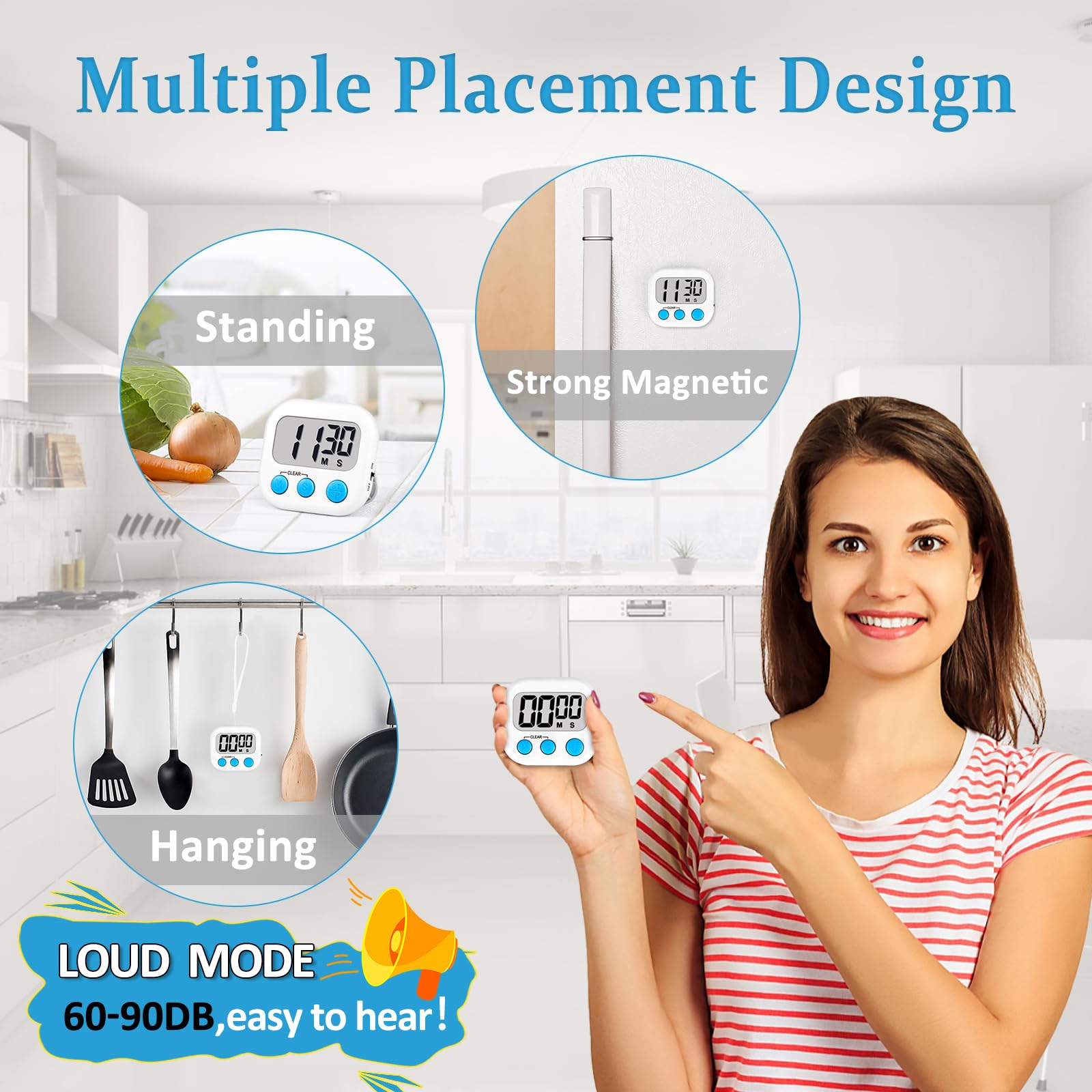 ZILLEEN timers magnetic back attached to a fridge for easy access