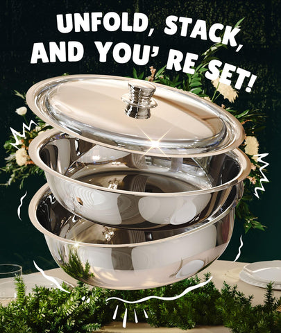 ZILODE lid and trays close-up emphasizes complete set for entertaining.