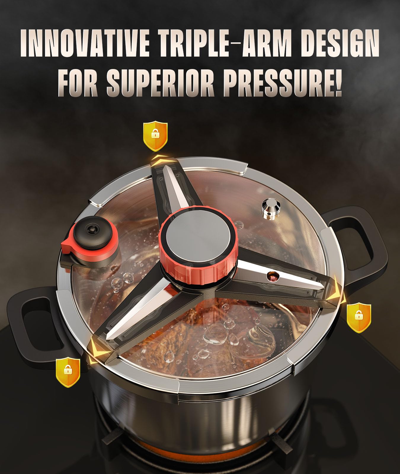 ZILODE 13qt pressure cooker safety system prevents accidental opening and overpressure.