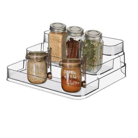 Zilphoba 2pc acrylic rack side view fits tight cabinet corners
