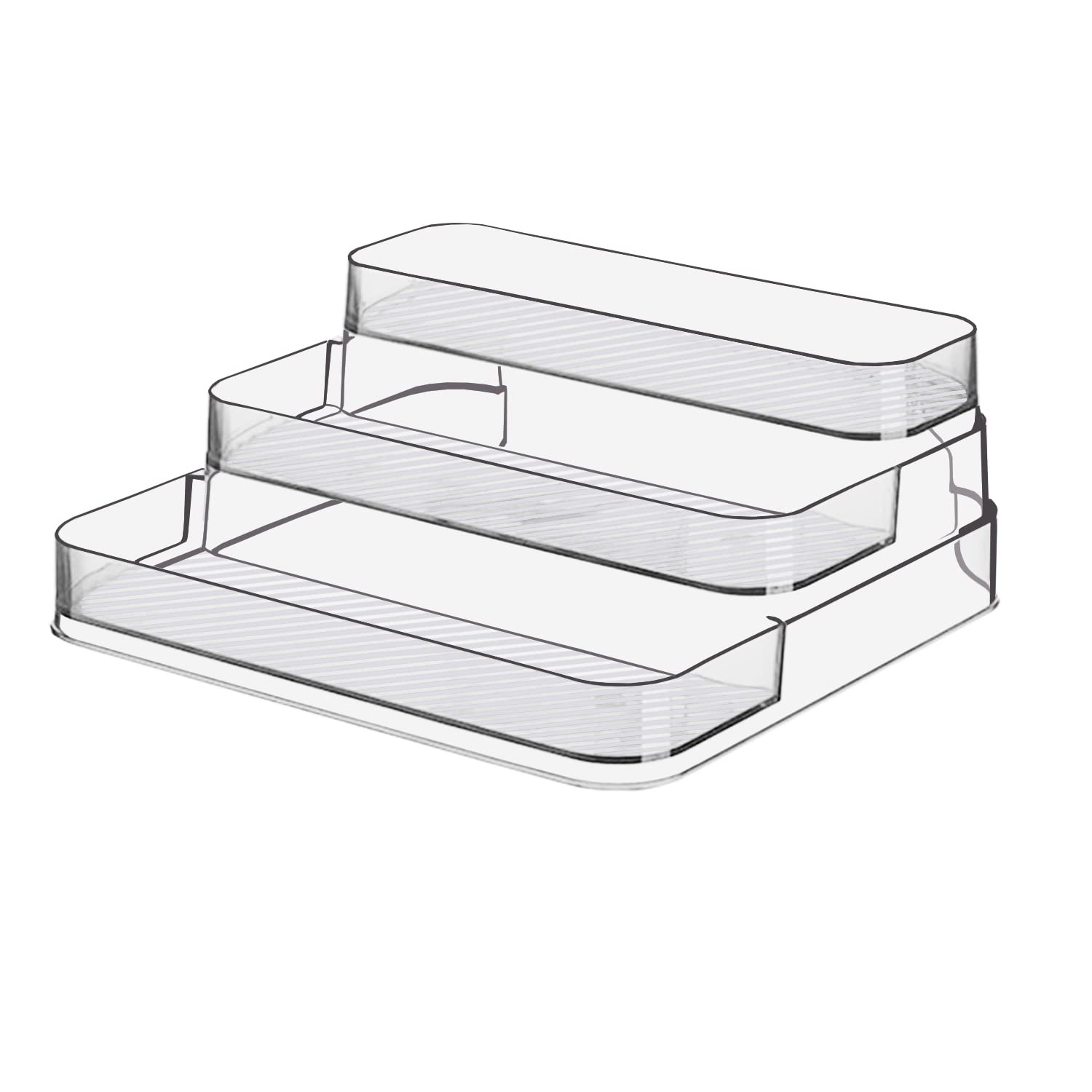 Zilphoba acrylic spice rack in clear 3-tier on a kitchen shelf for easy access