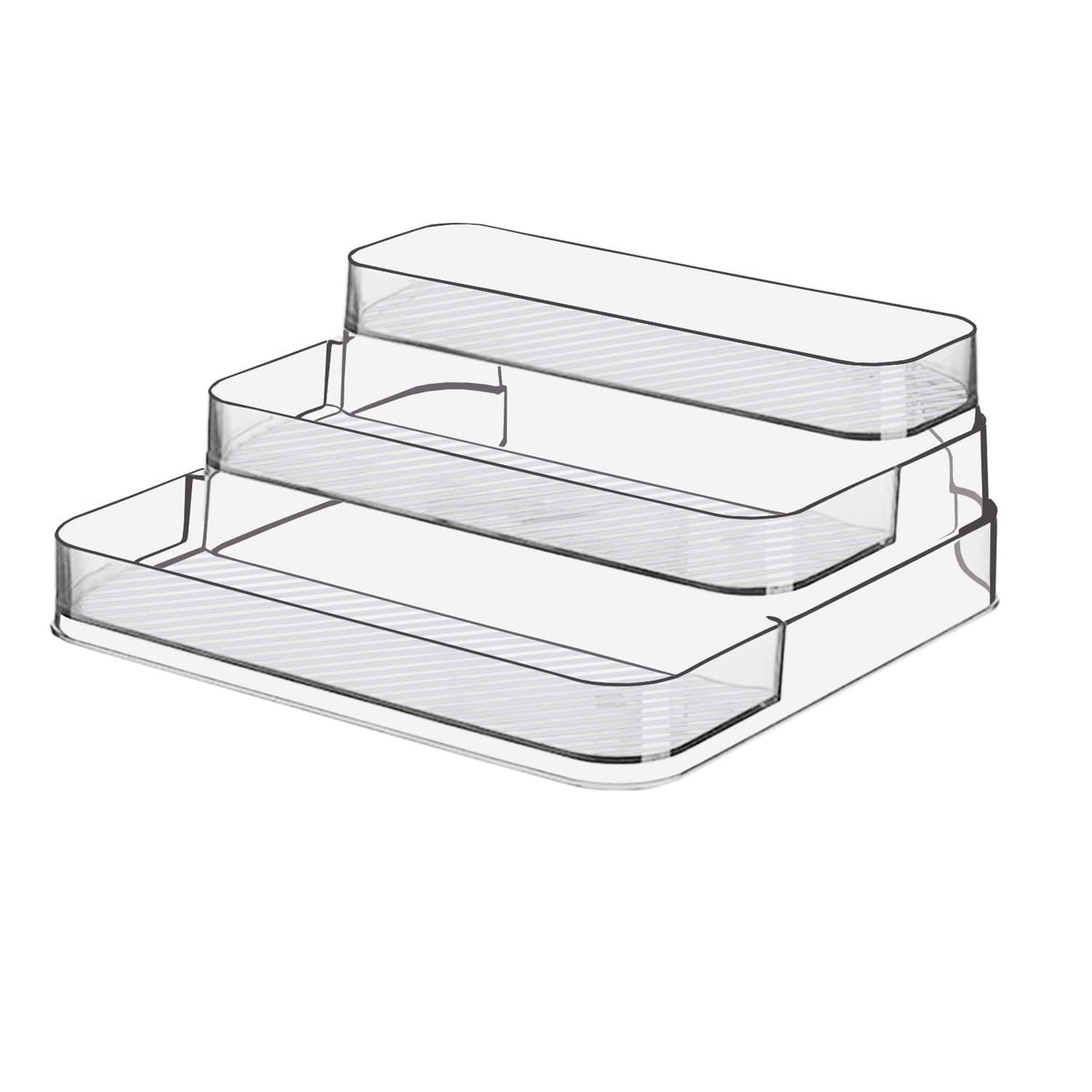 Zilphoba acrylic spice rack in clear 3-tier on a kitchen shelf for easy access