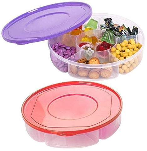 Zilpoo candy-nut serving tray with red lid for fresh snacking at home