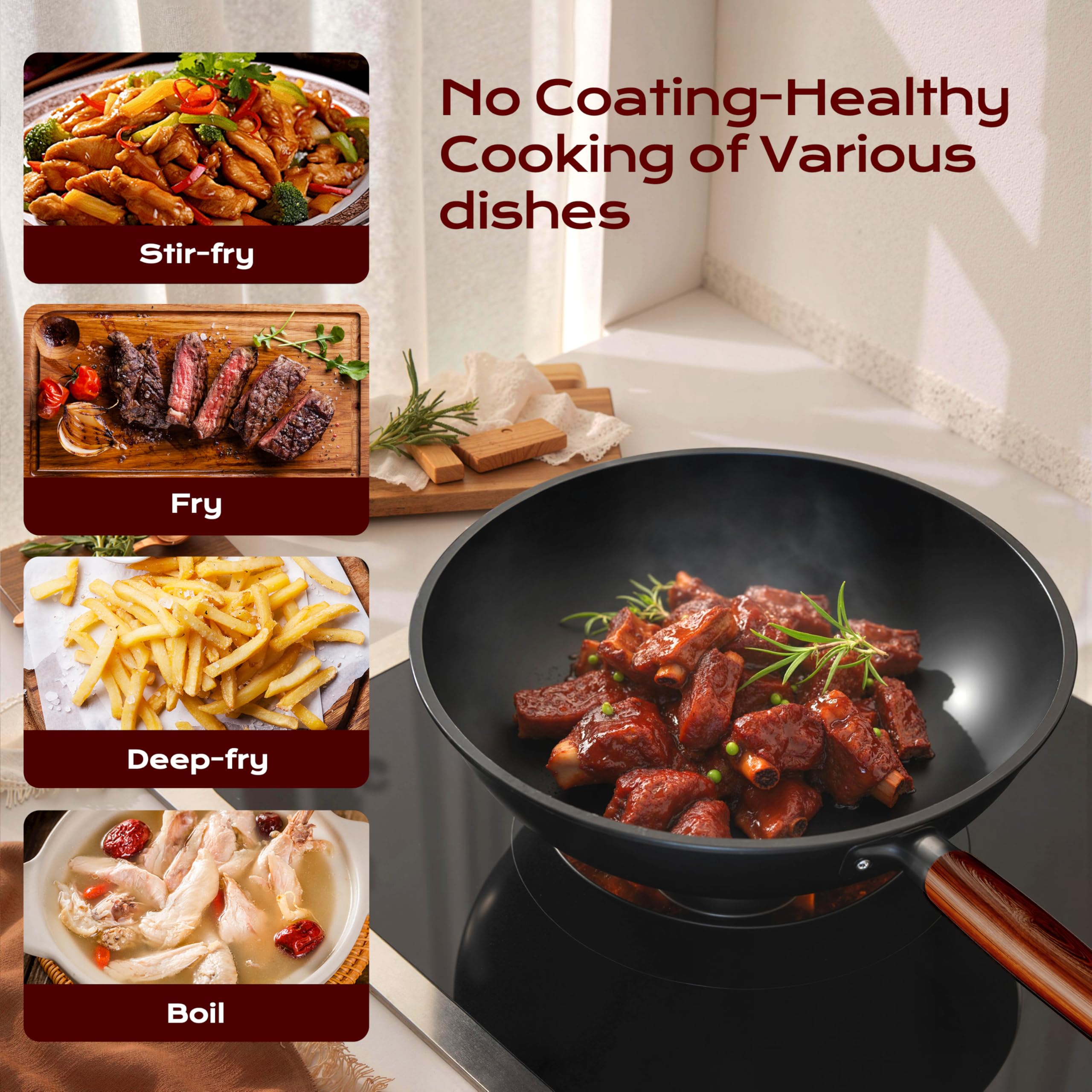 Ziluetar 13-inch wok glass lid close-up demonstrates moisture retention.
