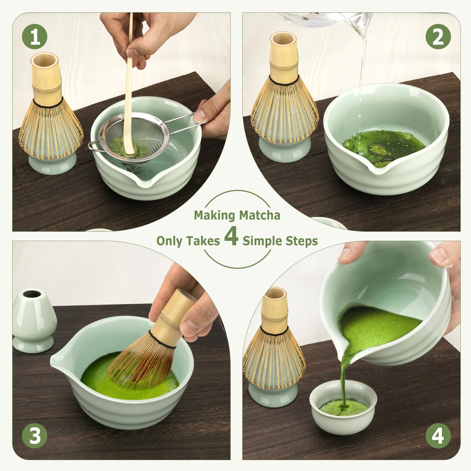 Zingbee matcha scoop wooden for precise, easy measurements