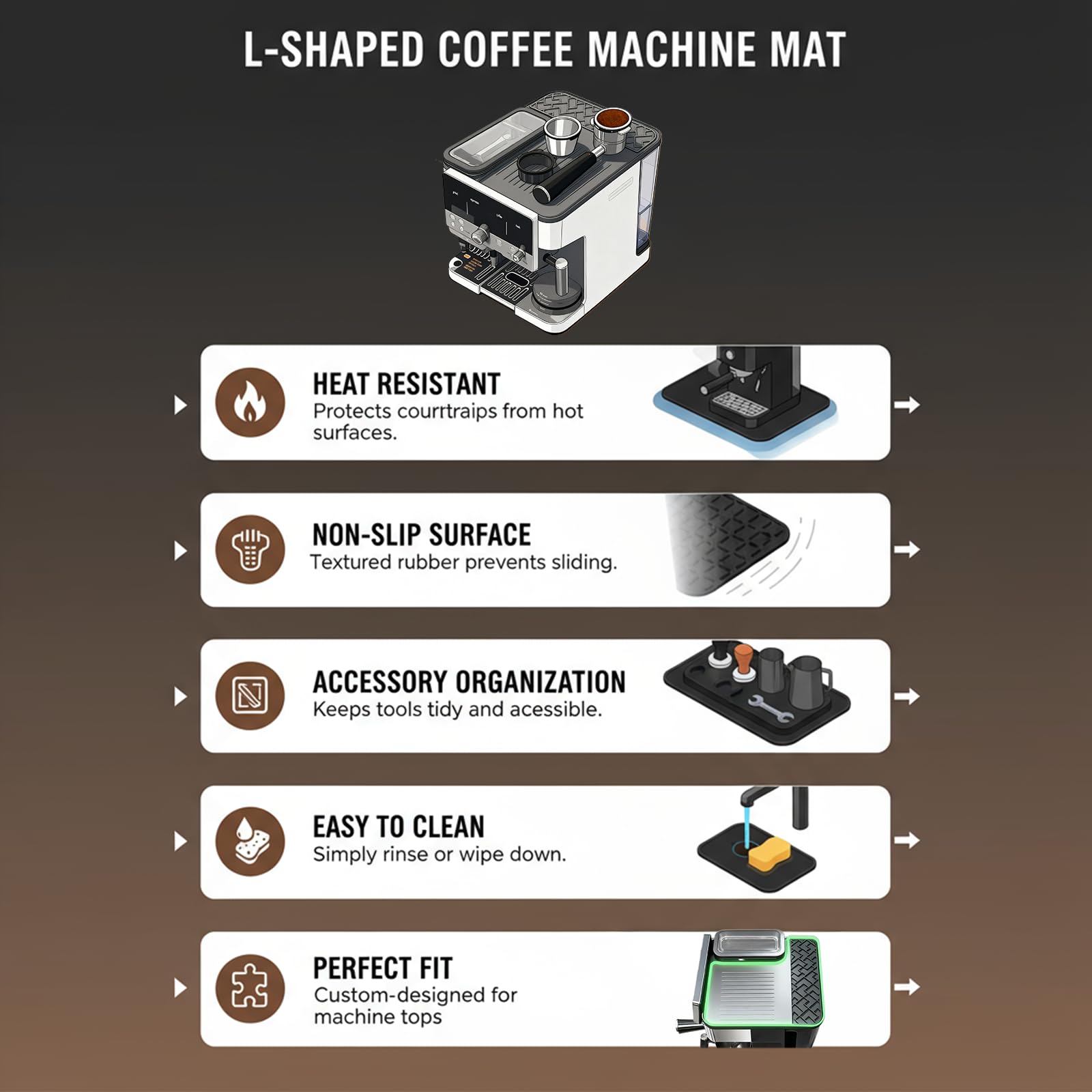 Zinkitool Ninja Luxe ES601 mat provides anti-slip, heat-resistant surface during brewing.