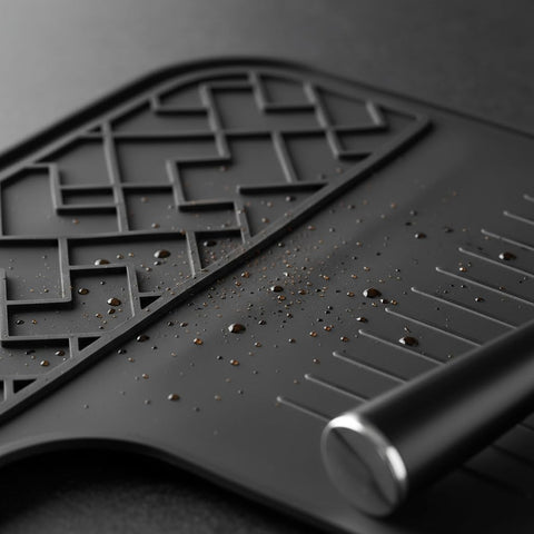 Zinkitool silicone mat doubles as a barista tool station for organized brewing.