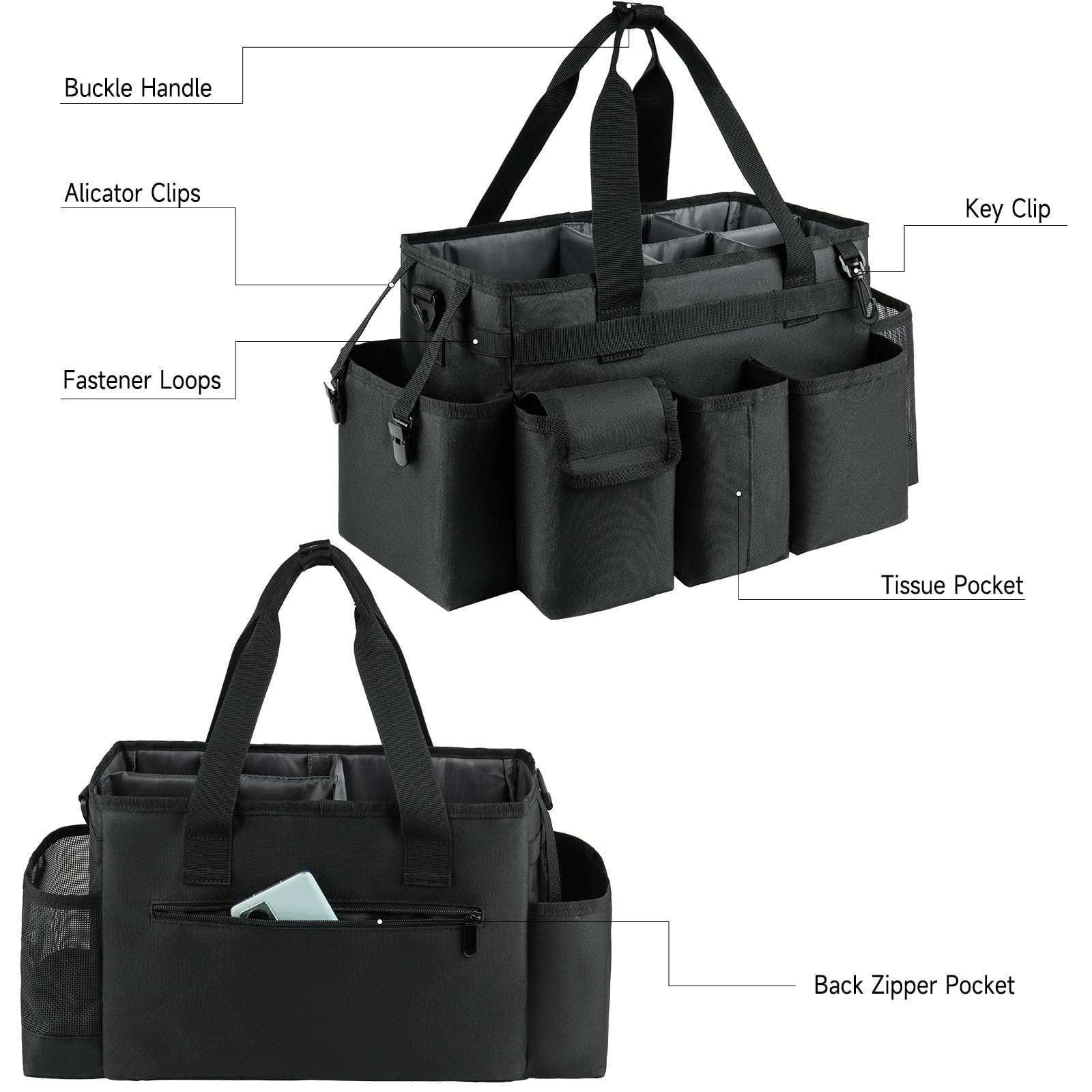ZIOZERTT cleaning caddy removable divider adapts space for different tools.