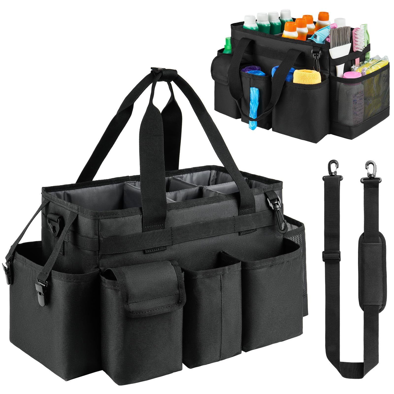 ZIOZERTT cleaning caddy top view shows sturdy nylon construction for everyday use.