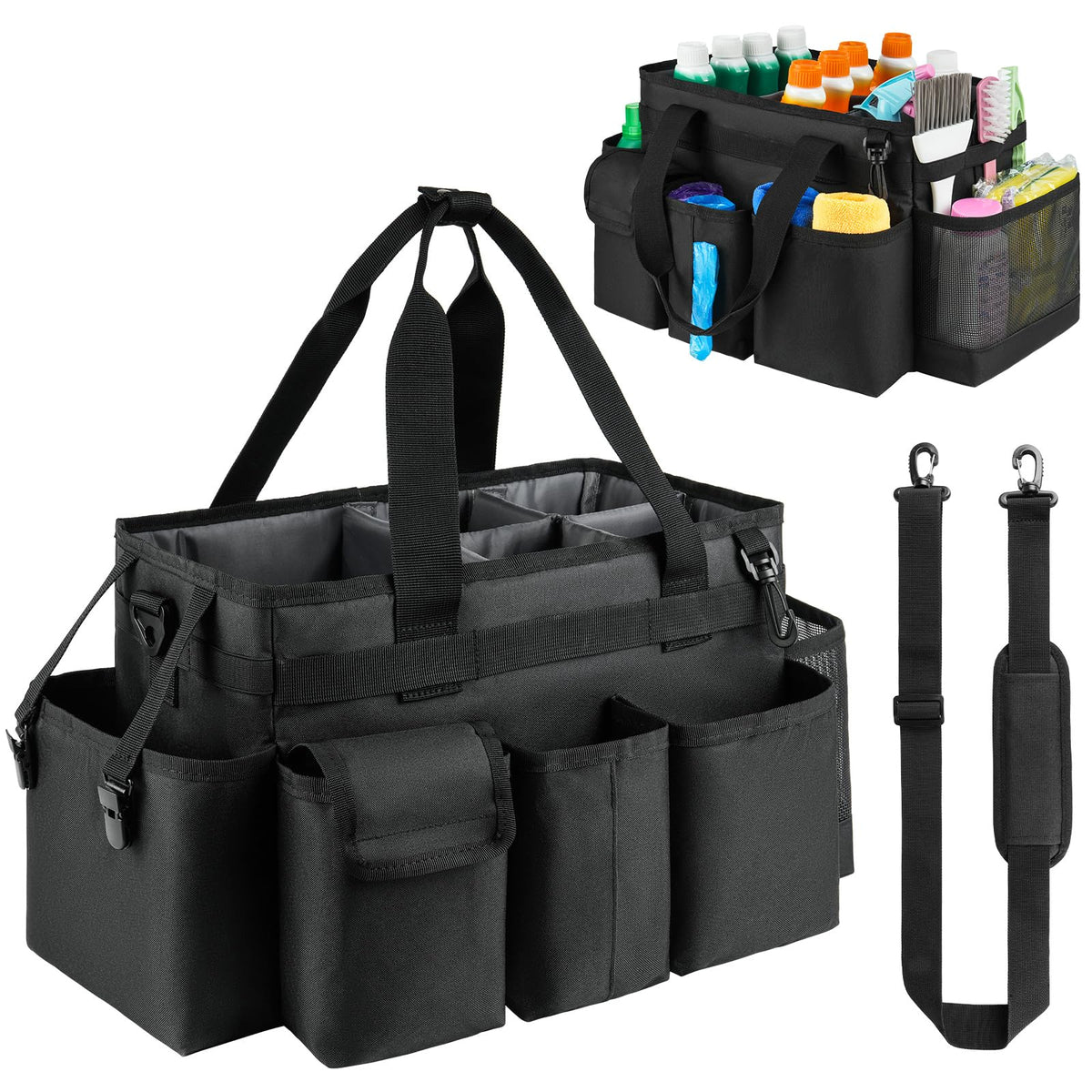 ZIOZERTT cleaning caddy top view shows sturdy nylon construction for everyday use.