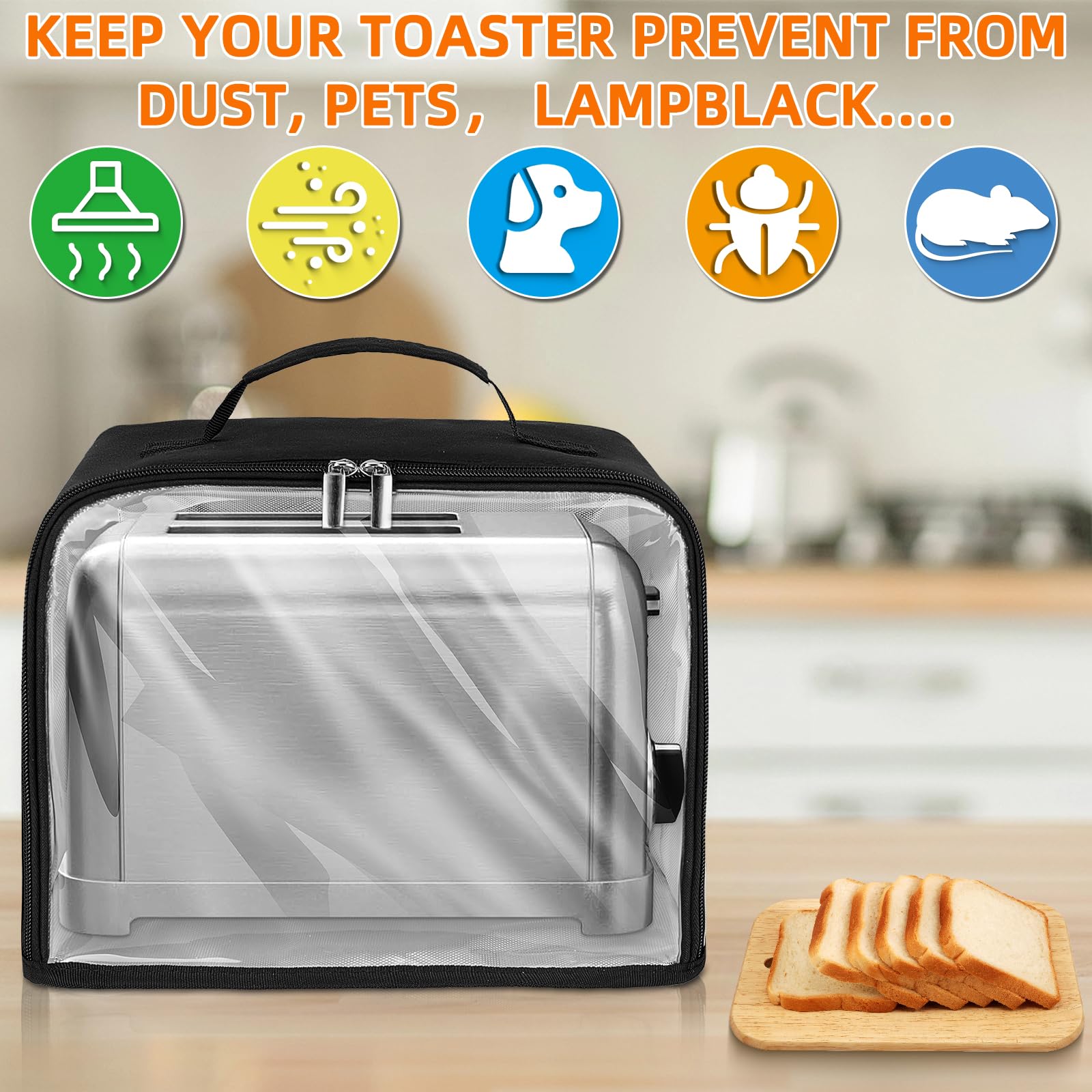 ZIOZERTT toaster cover 2-slice measure and fit guidance for compatibility.