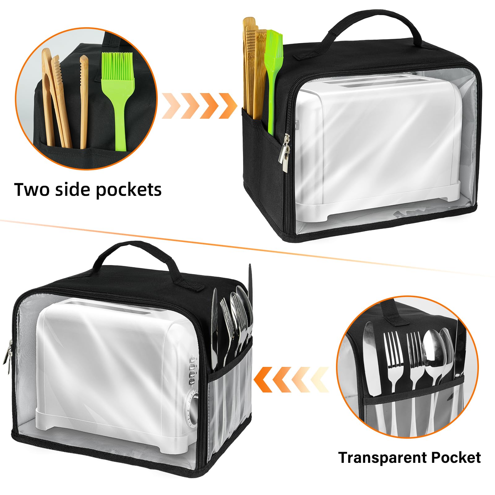 ZIOZERTT toaster cover 2-slice sturdy handle for easy transport.