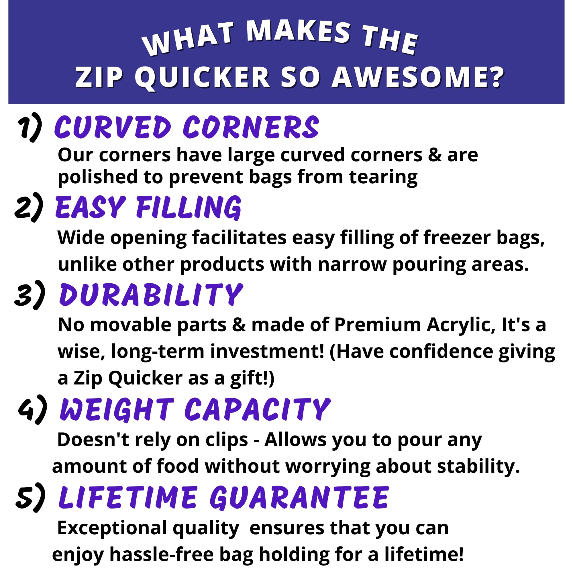 Zip Quicker bag prep stand supports open bags during prep and portioning
