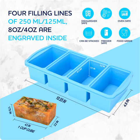 ZIP STANDING silicone freezer trays seal compartments to prevent odors.