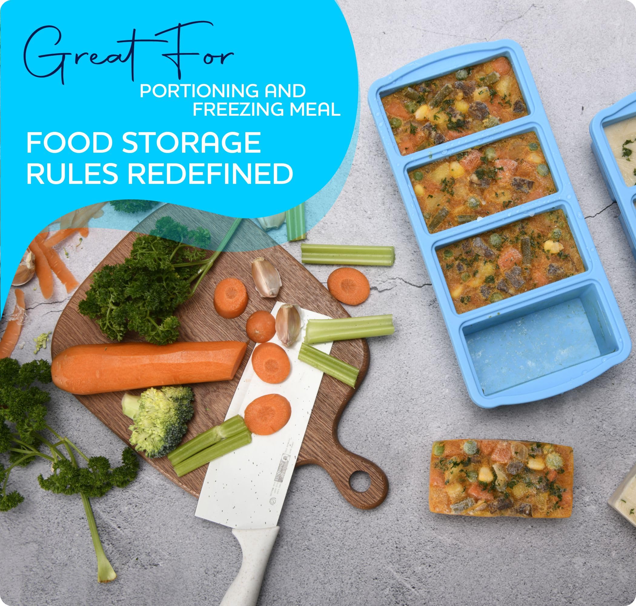 ZIP STANDING stackable design with anti-slip handles for convenient storage.