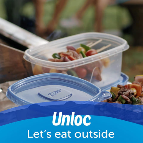Ziploc containers stacked neatly, ready for compact storage.