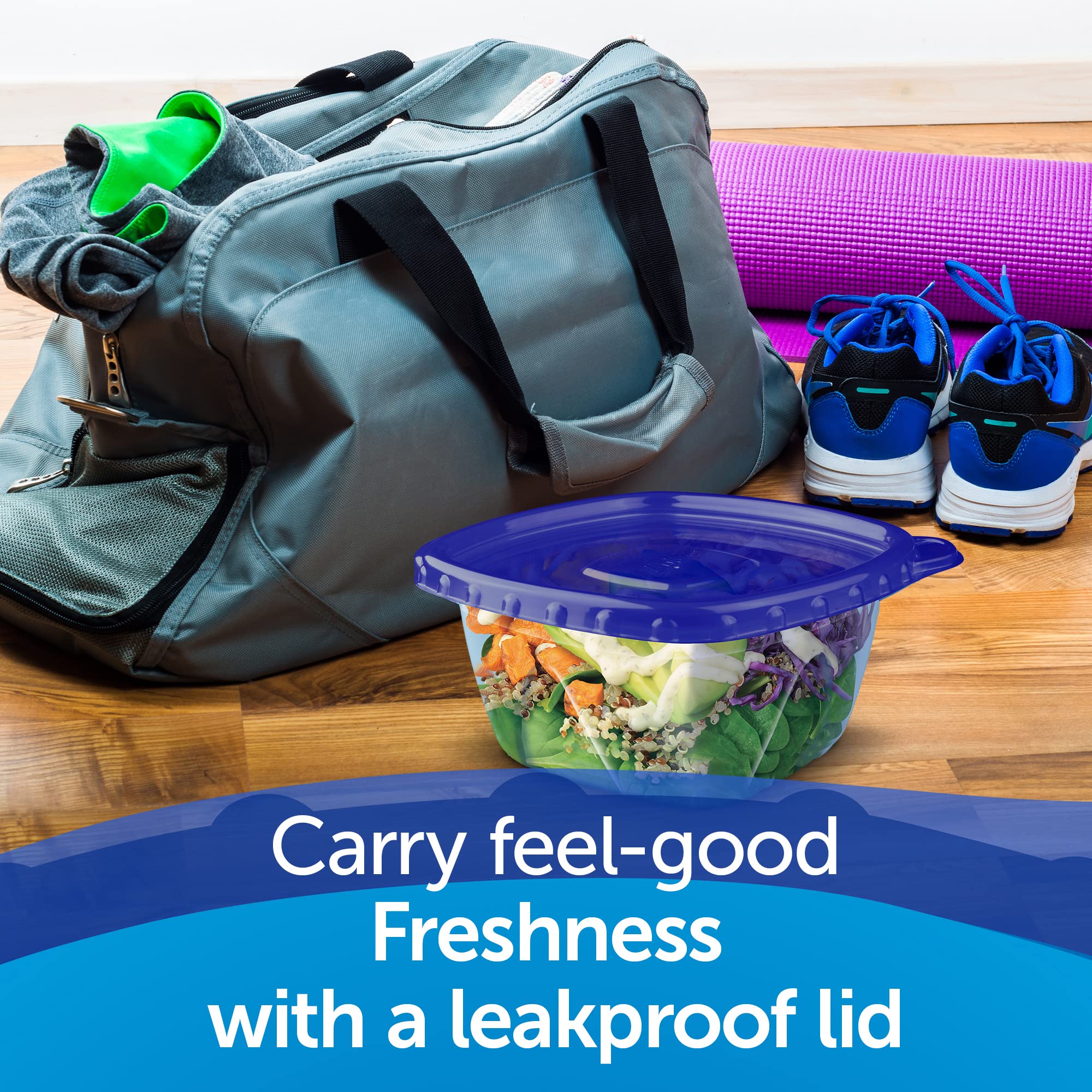 Ziploc container leakproof lid keeps contents contained in the fridge.
