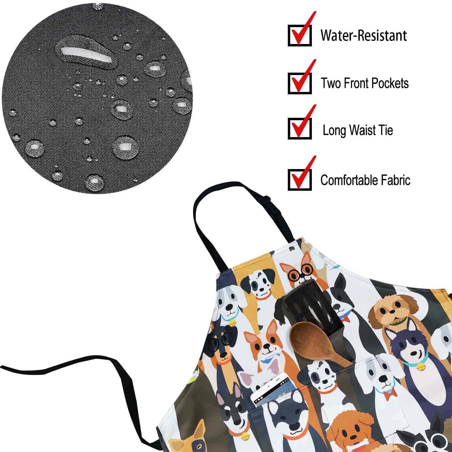 ZiQilin chef apron with fun pattern adds personality to cooking.