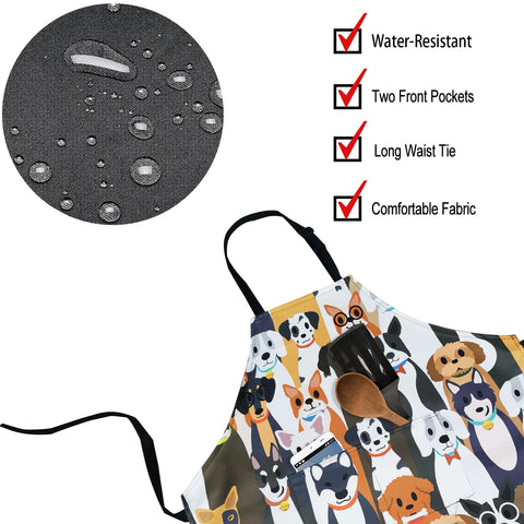 ZiQilin chef apron with fun pattern adds personality to cooking.