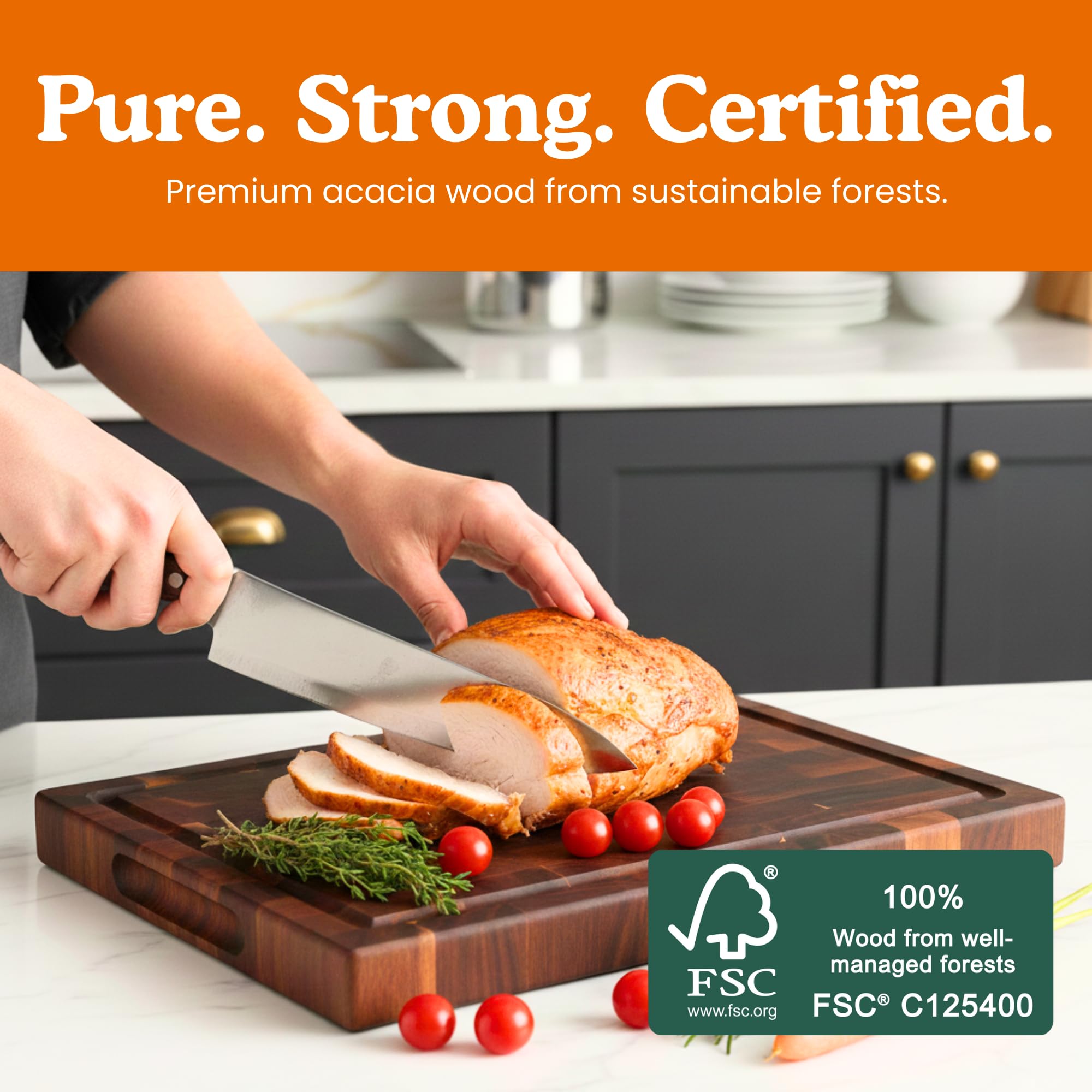 Ziruma 15-inch-thick cutting board delivers a durable chopping surface.