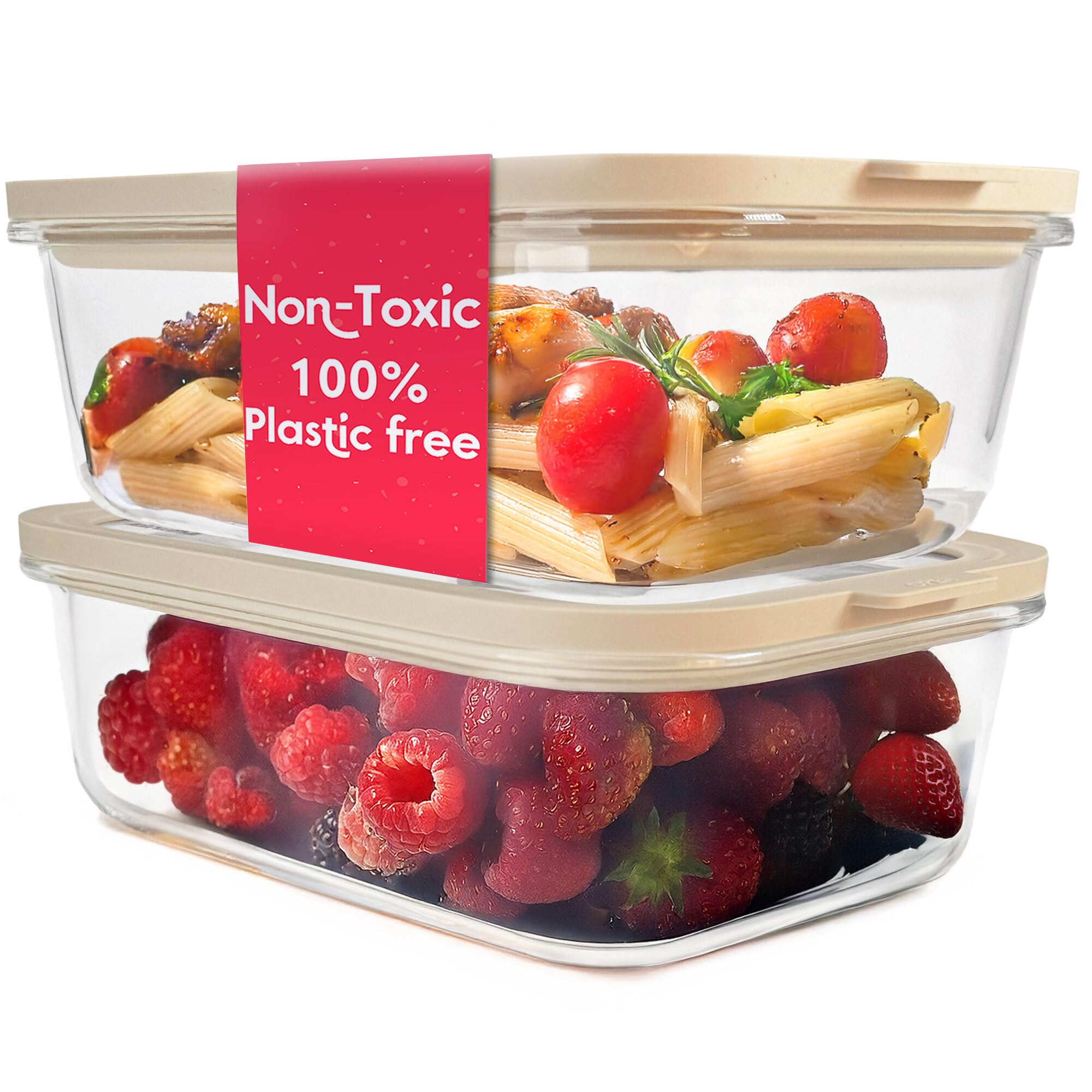 Ziruma borosilicate glass storage with lid offers a safe 6.2 cup capacity for meals