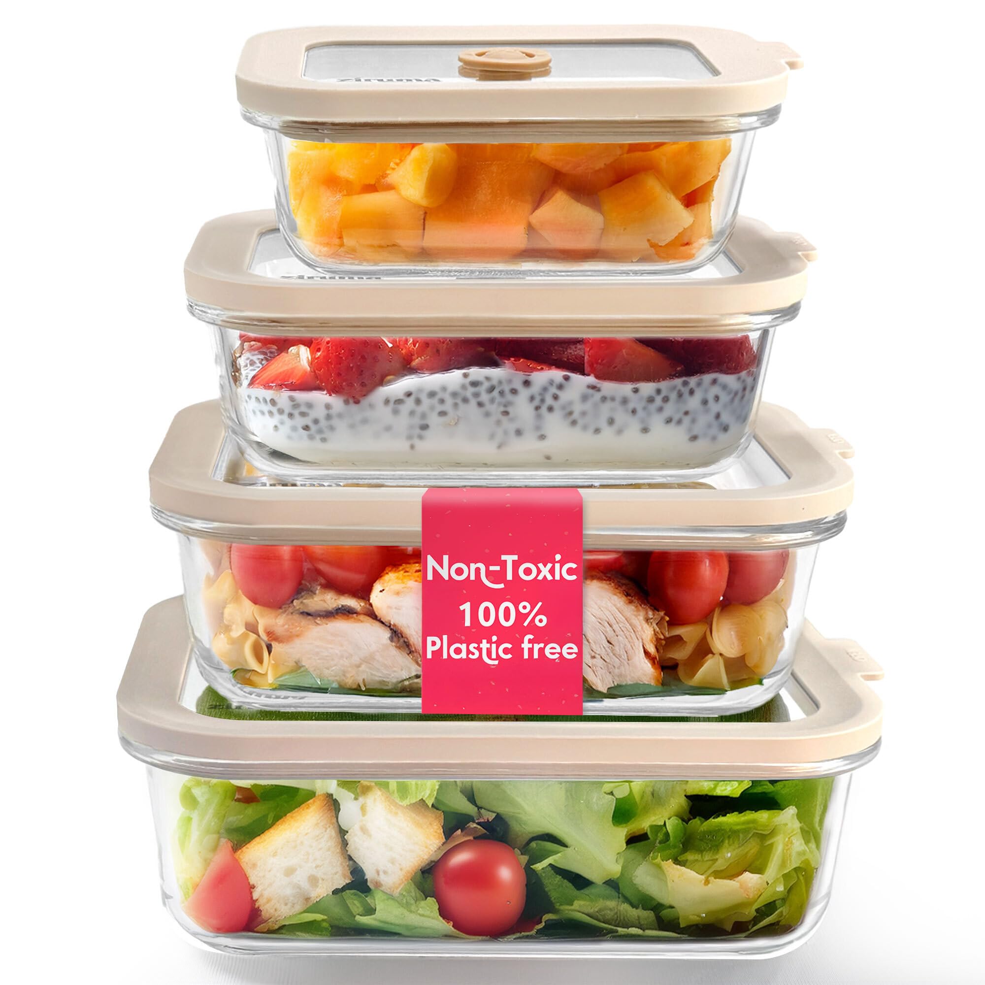 Ziruma glass storage 12oz with lid for clean, toxin-free meal prep.